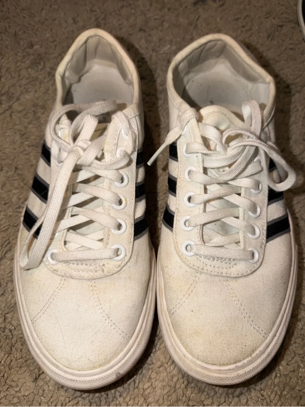 adidas White Sneakers with Black Stripes